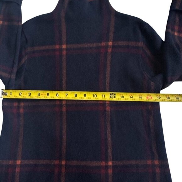 Max Studio Plaid Preppy Mock Neck Boxy Sweater Navy Red Size M - Picture 7 of 8